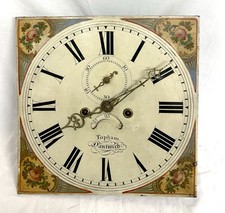 Antique 13" 8 Day Longcase Grandfather Clock Dial and Movement TOPHAM NANTWICH