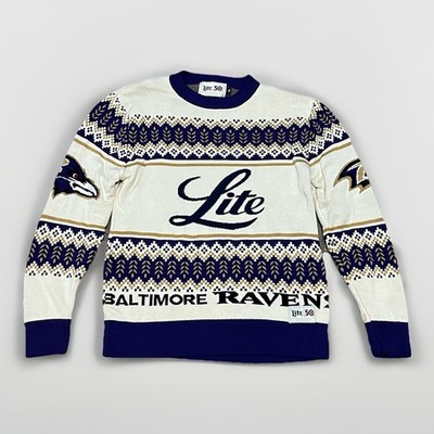 Baltimore Ravens NFL Miller Lite Holiday Ugly Sweater Christmas Mens Medium