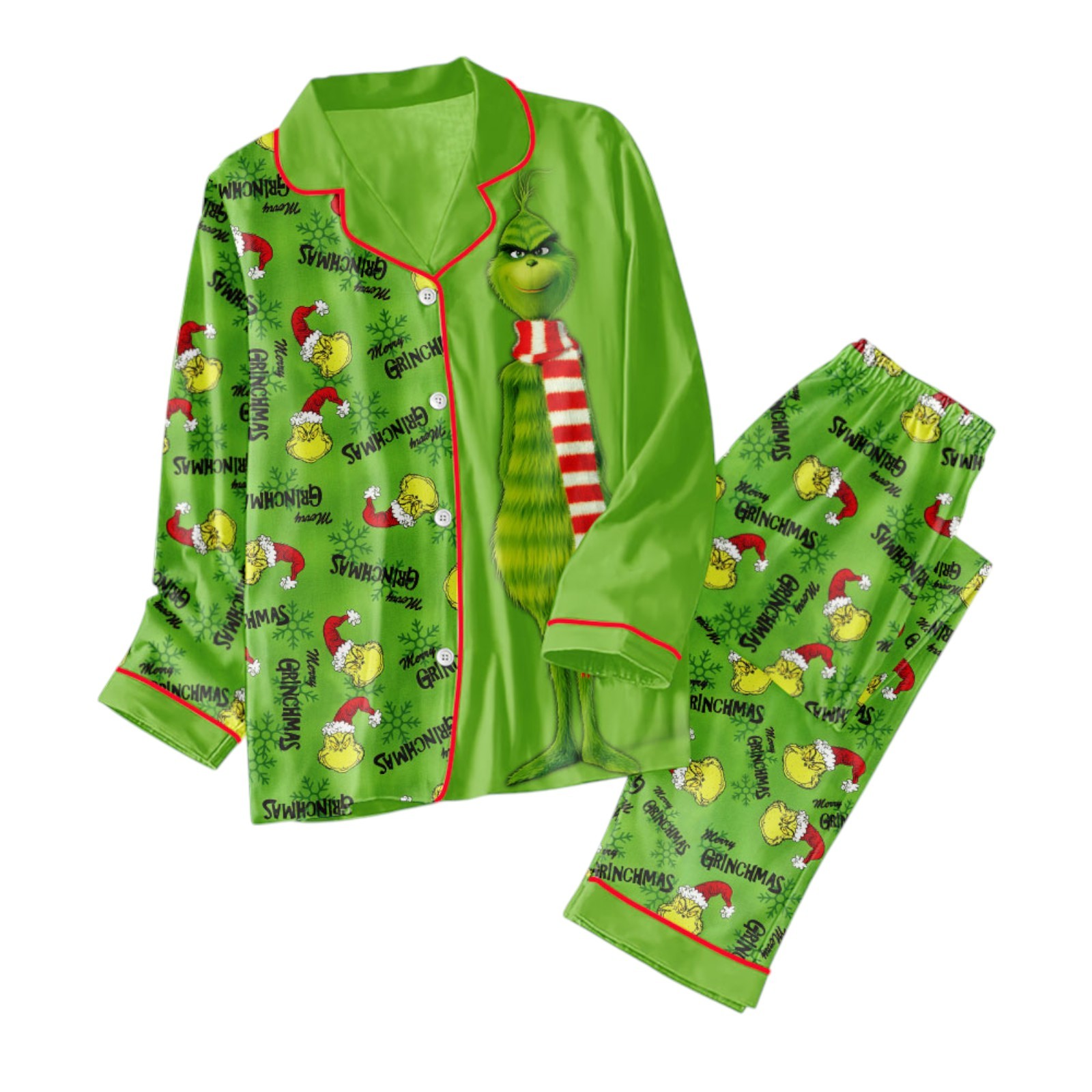 Grinch Button Down Pajamas Set   HOATT 38662