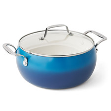 Pioneer Woman Harlow 7.5 Qt Ceramic Nonstick Stock Pot w/Lid Denim Blue Cookware