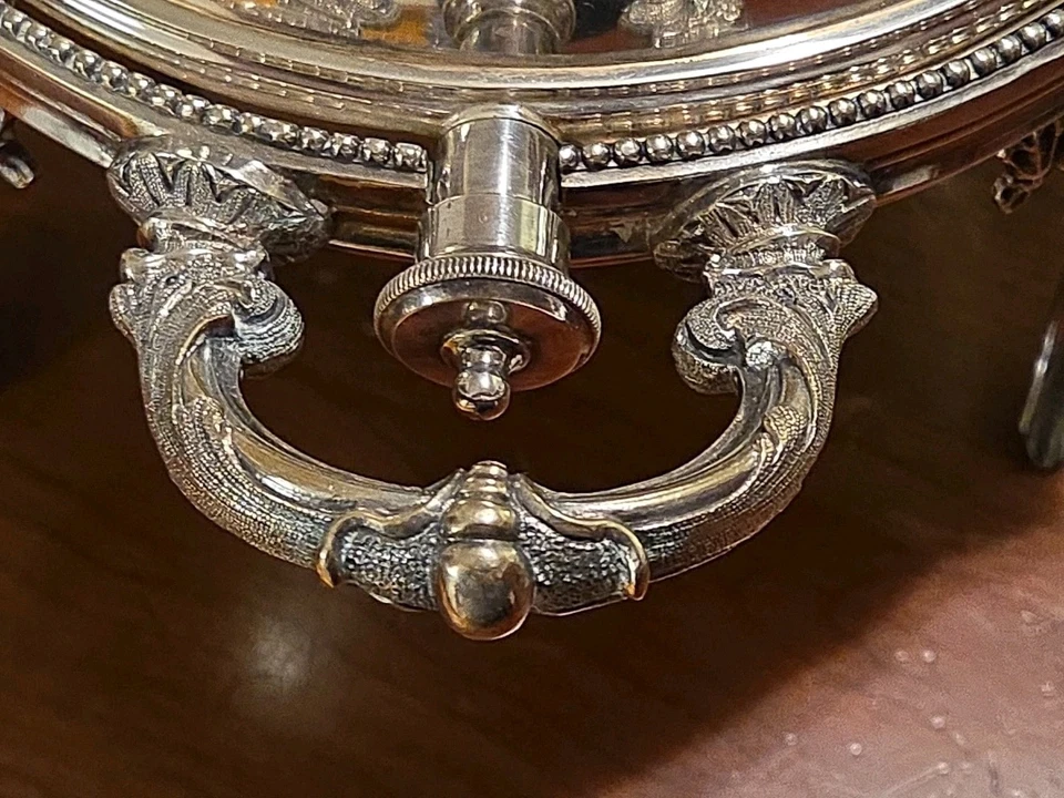 银盘服务圆顶约翰圆形古董谢菲尔德银盘古董 — 第 4/4 张图片