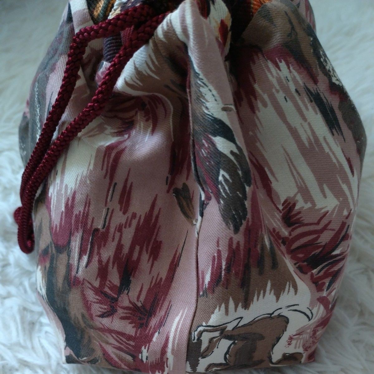 Drawstring bag, floral pattern, reversible, , unu… - image 11