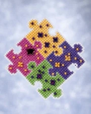 DIY Mill Hill Puzzle Piece Counted Cross Stitch Magnet Kit