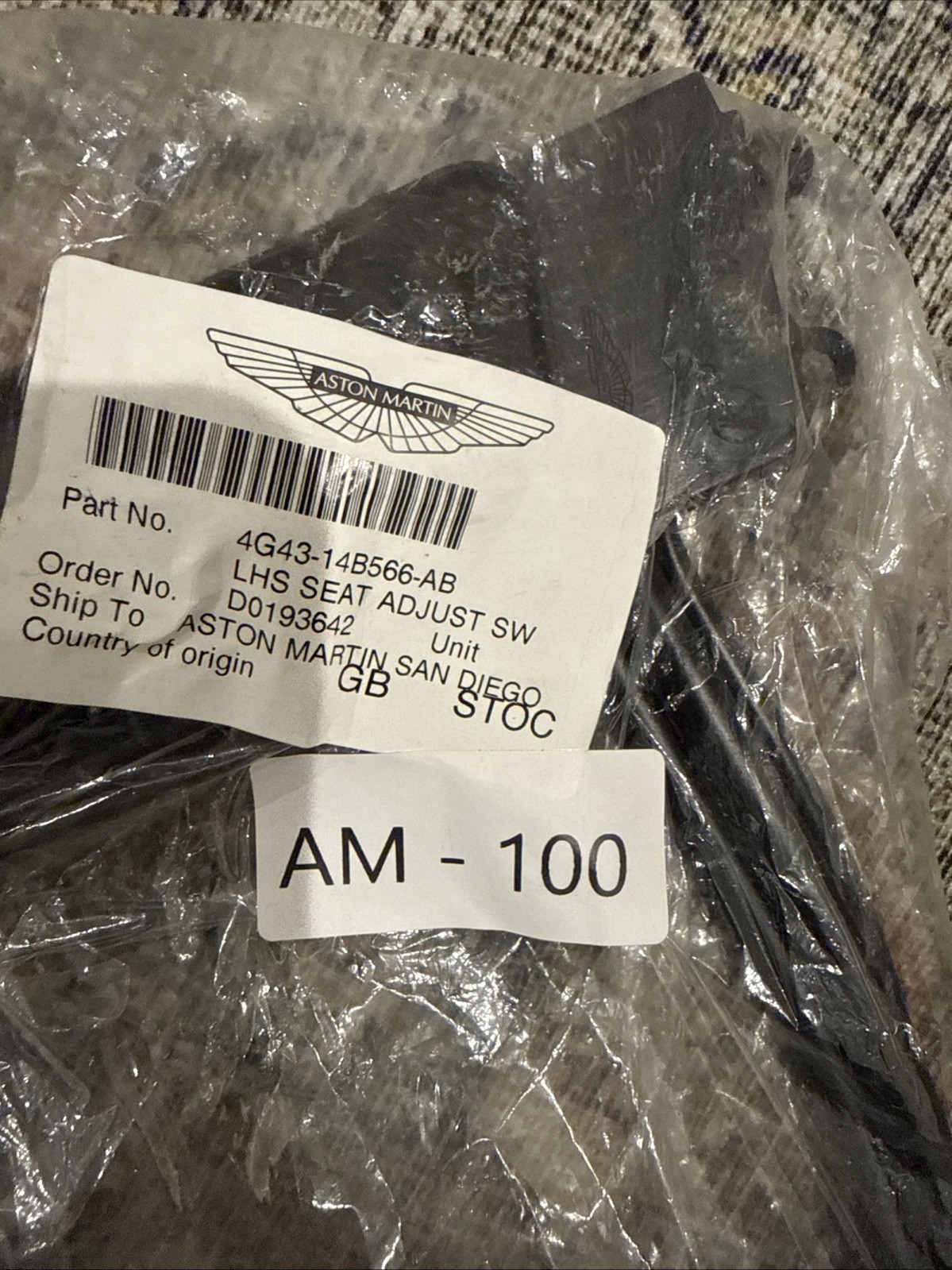 Genuine Aston Martin LHS Seat Adjust Switch 4G43-14B566-AB OEM