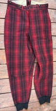 Vintage 1950s Woolrich Red Black Plaid Wool Mackinaw Pants Hunting Size 32 X 31