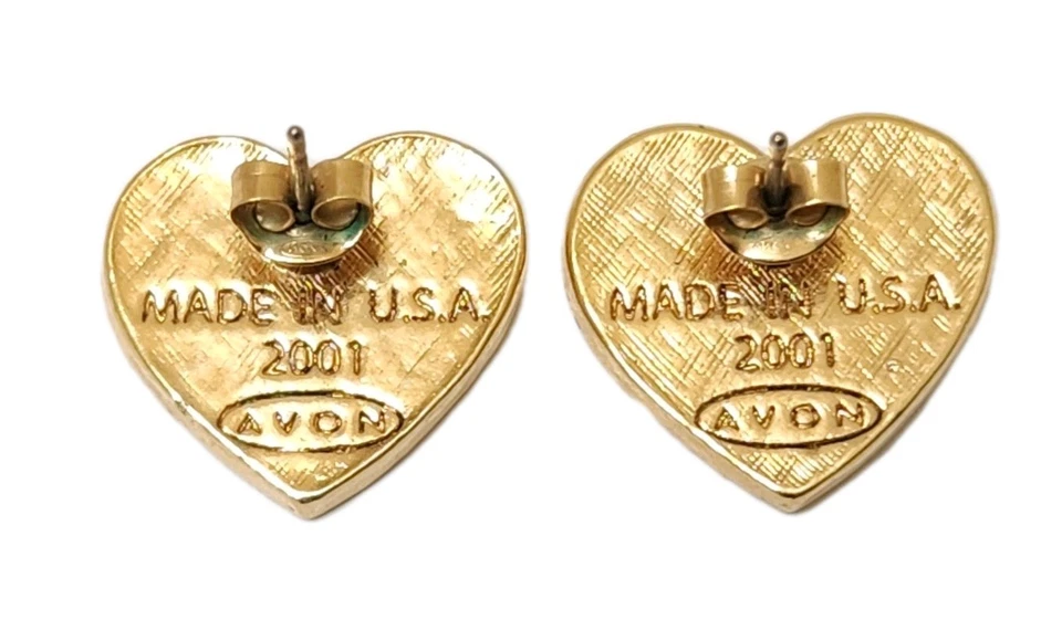 Aretes Avon Vintage 2001 Patriótico Corazón Bandera Americana Esmalte Oro Foto 2 de 3