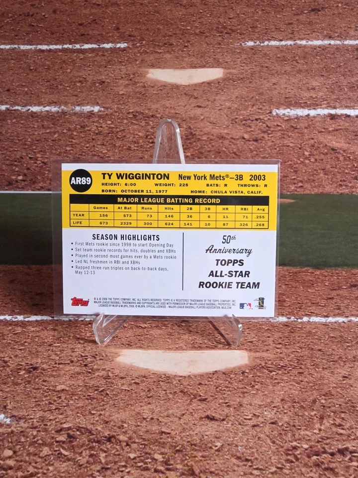 2008 Topps 50th Anniversary All-Star Rookie Ty Wigginton #AR89 New York Mets  - Image 4 of 4