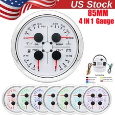 85mm 4 In 1 Gauge Fuel Level 240-33ohm Oil Pressure Water Temp Volt For Boat Car 85mm 4 In 1 Gauge Fuel Level 240-33ohm Oil Pressure Water Temp Volt For Boat Car