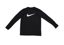 Nike Shirt Youth Medium Black Dri-FIT Long Sleeve Swoosh Training Tee Logo