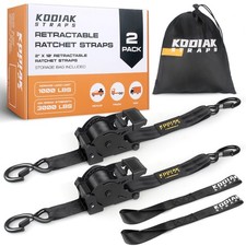 Retractable Ratchet Straps 2" x 10ft, 3000lb, Heavy Duty Tie Down -2 Pack