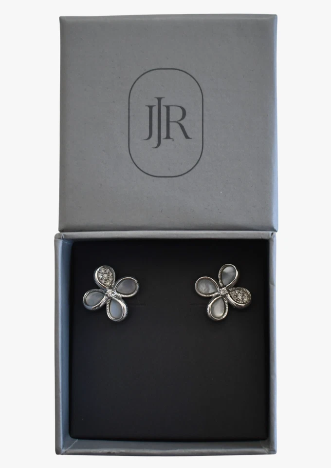 🆕JUDITH RIPKA JARDIN Flower Sterling Silver Mother-of-Pearl Diamond Earrings - Image 2 of 4