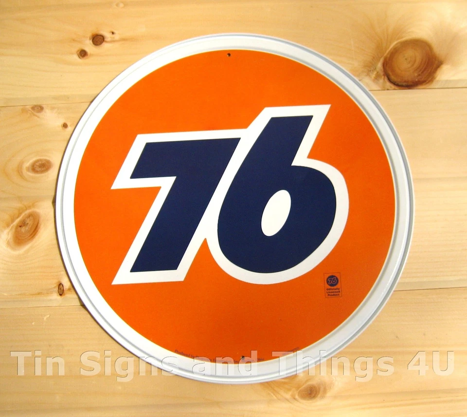 Union 76 ROUND TIN SIGN vintage motor gas and oil ad garage metal wall decor 793 - Image 3 of 4