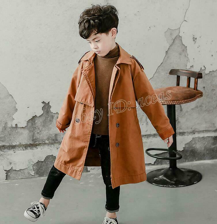 New Long Trench Outerwear Fashion Boys Cotton Kids Children Coat