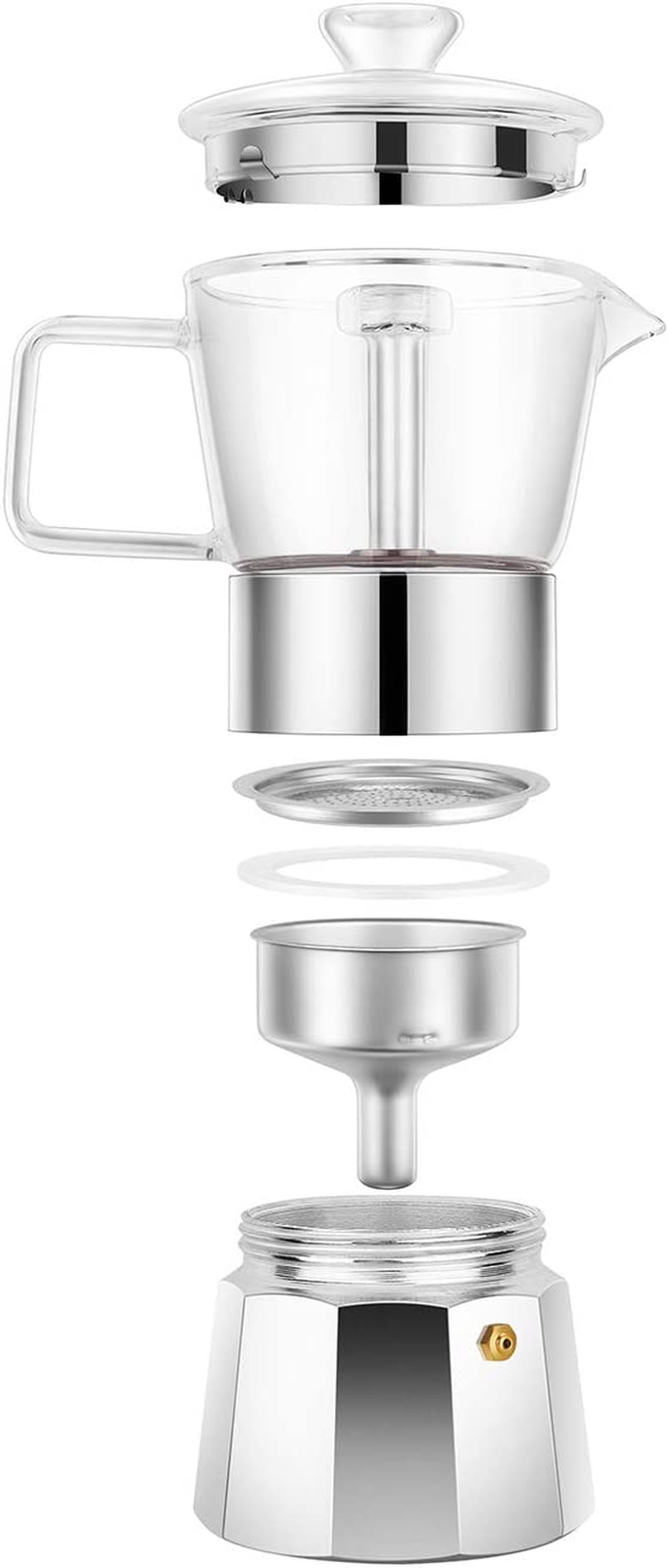 GEESTA Moka Pot Premium Crystal GlassTop Stovetop Espresso Moka Pot