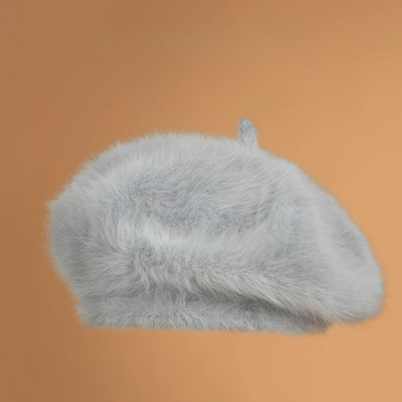 Scaasi Hat Beret Womens Medium Gray Fur Fluffy Winter Accessory Chic Soft‎ PULLIMORE Womens Fluffy Faux Fur Hats Winter Ear Head Warmer  main image 2