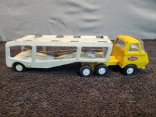 M-Vintage 1970's Tonka Semi Truck Car Hauler Carrier Transport Trailer pressed