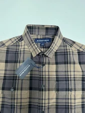 Mizzen+Main Upstate Flannel Regular Fit Plaid Button Up Shirt Brown Size S NWT