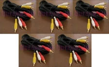 5 Pack 12Ft 3-RCA Composite Audio Video AV Gold Plated Cable Male to Male 12Foot