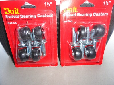 Doit Best 1 1/4'' swivel bearing casters total of 8 casters NEW in Package