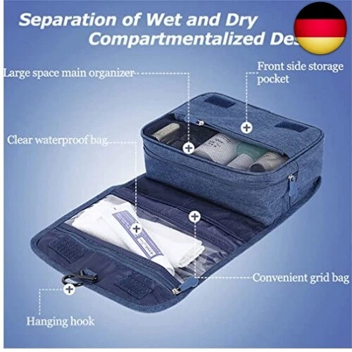 Kulturbeutel für Reisen, hängende Reisetasche, mehrere Fächer zur Organisation p - Bild 4 von 4