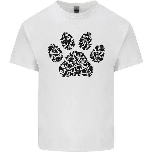 Dog Paw Print Word Art Mens Cotton T-Shirt Tee Top