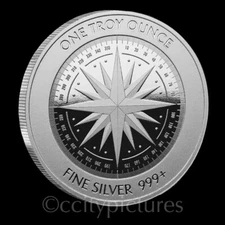 1 oz Compass Rose .999 Silver Round • BU • Asahi Refining Design