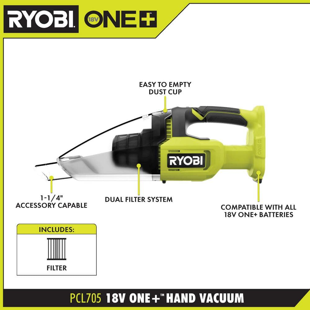 NEW RYOBI Hand Vacuum 18V LithiumIon MultiSurface Cordless Handheld