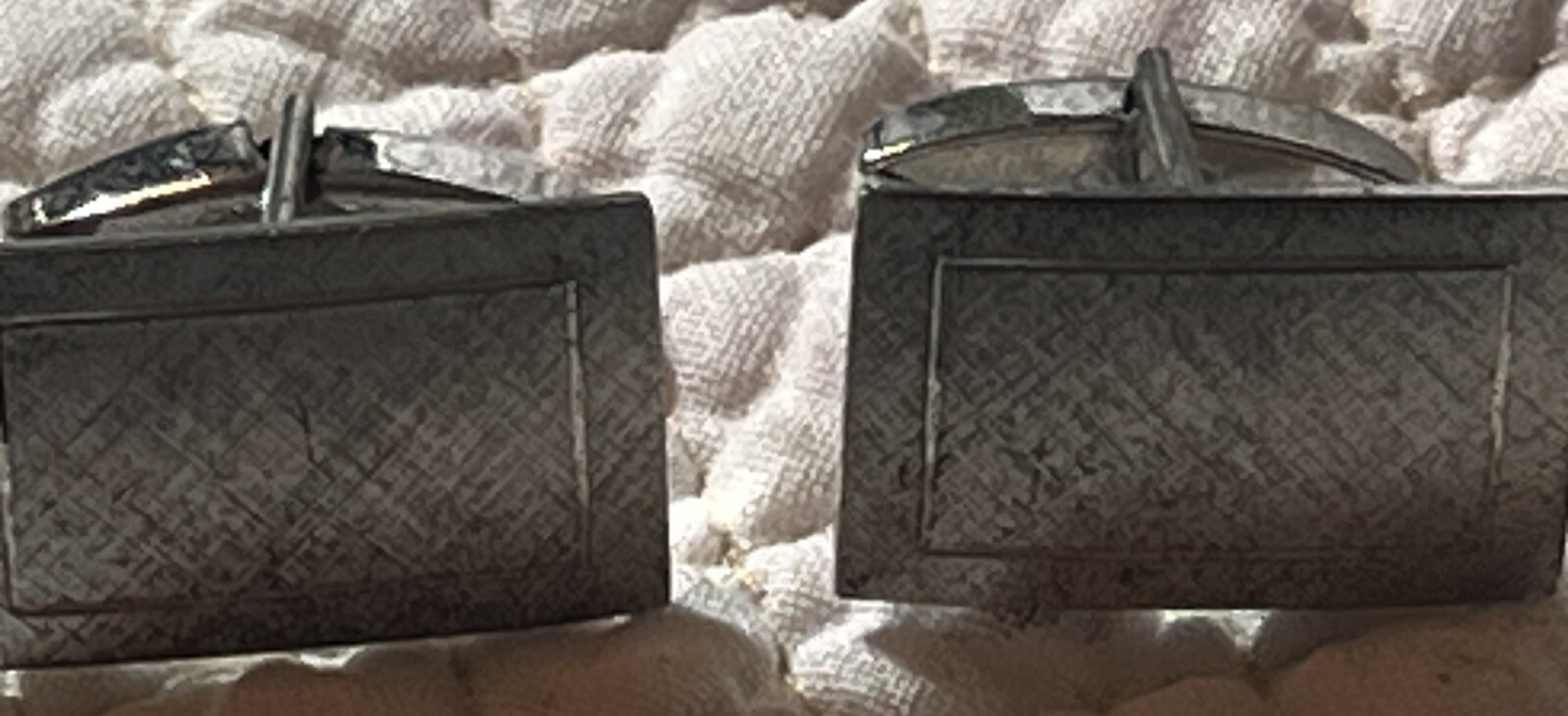 Vintage Sterling Silver Brushed Rectangular Bulle… - image 1