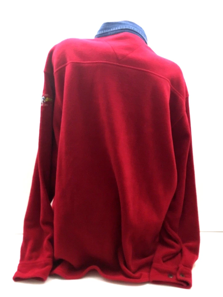 Camisa masculina jeans aviador vintage Tommy Hilfiger botão de lã bloco de cores bandeira vermelha M - Imagem 4 de 4