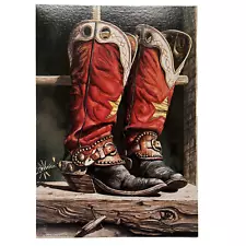 Leaning Tree Birthday Card Western Cowboy Boots BD958 Lisa Danielle Lorimer