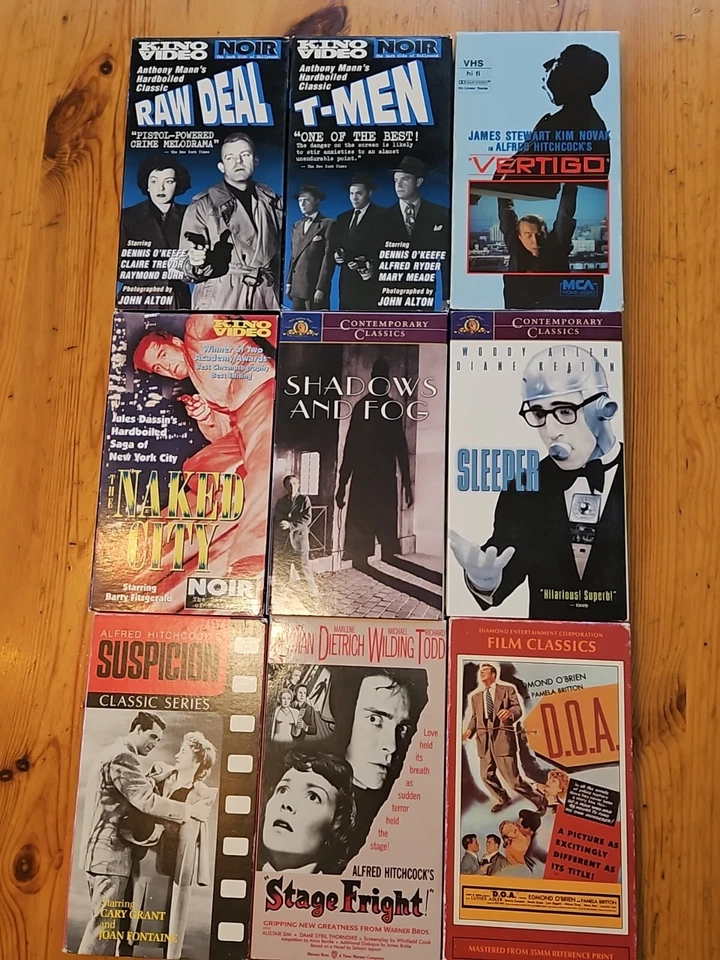 Hitchcock VHS Lot 10 B&W Sabotage Psycho Vertigo Suspicion Film Noir Woody Allen - Image 3 of 4