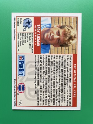 1989 Pro Set Troy Aikman Rookie Card RC #490 Cowboys | eBay