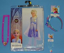 DISNEY FROZEN II ELSA COSTUME DRESS W/ATTACHED CAPE;GIRLS 4-6-ACCESSORIES-LOT-7