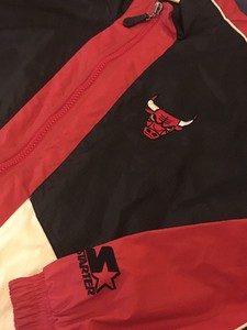 black chicago bulls starter jacket