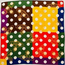 Vivienne Westwood Handkerchief/Scarf - 50cm - White Dots, Bold Squares