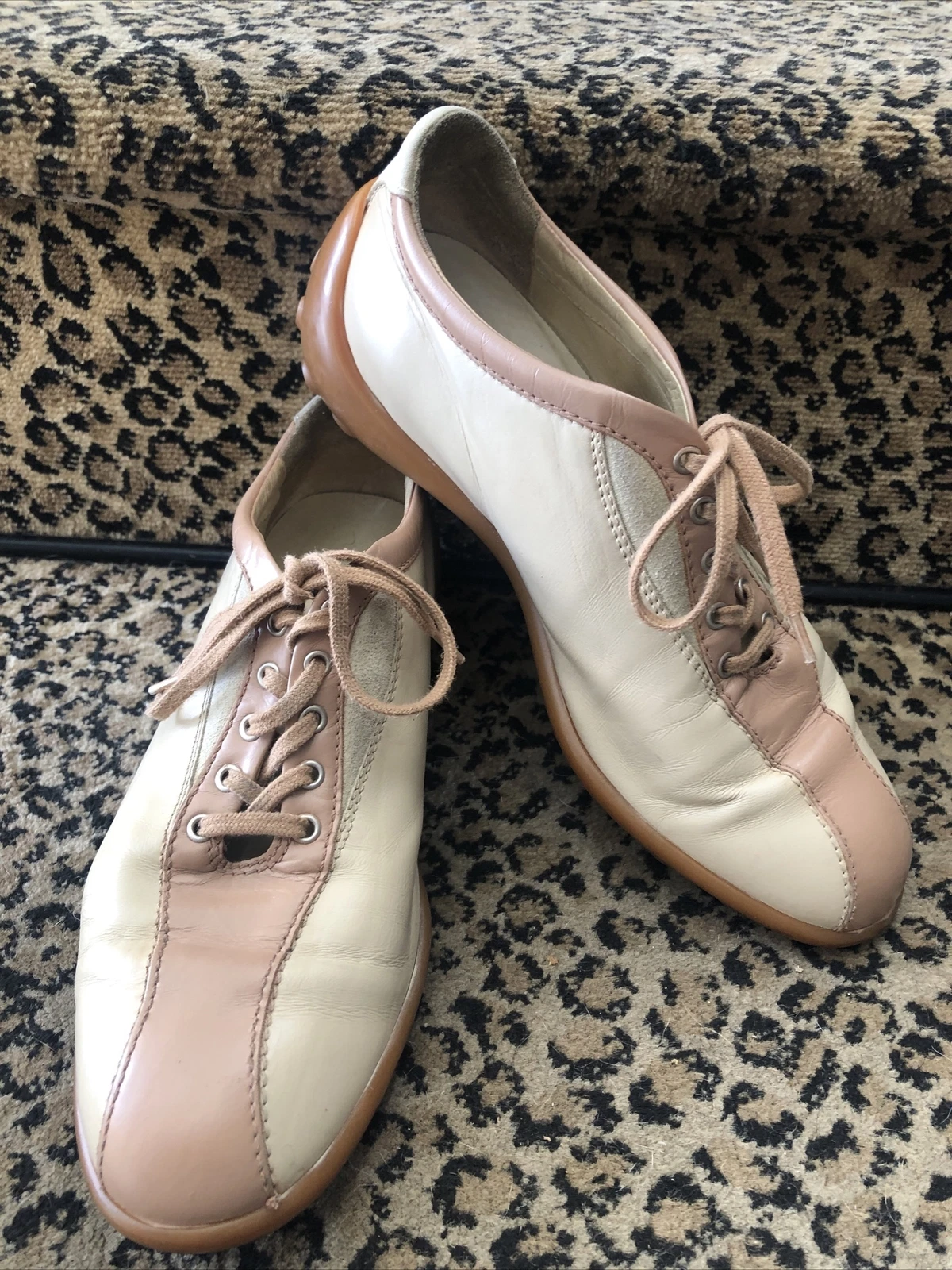 TOD’S Bowling Tod's bicolore cammello e pelle marrone Gommini Dot Driving Oxford 36 6 5