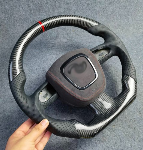 Real Carbon Fiber Flat Steering Wheel For Audi A4 A5 S4 S5 S6 B8 S8 B7 2008+ - Foto 3 di 9