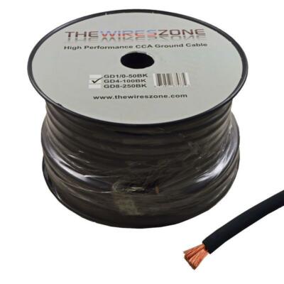 4 Gauge 100 Feet High Performance Flexi Amp Power/Ground Cable 4 AWG Wire Black