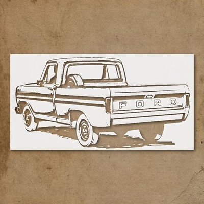 Pickup Truck Outline Wall Art Reusable Plastic Stencil - StencilAir