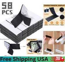 2/50 Sets Heavy Duty Hook & Loop Adhesive Strips Sticky Back Fastener 1x4” Blac