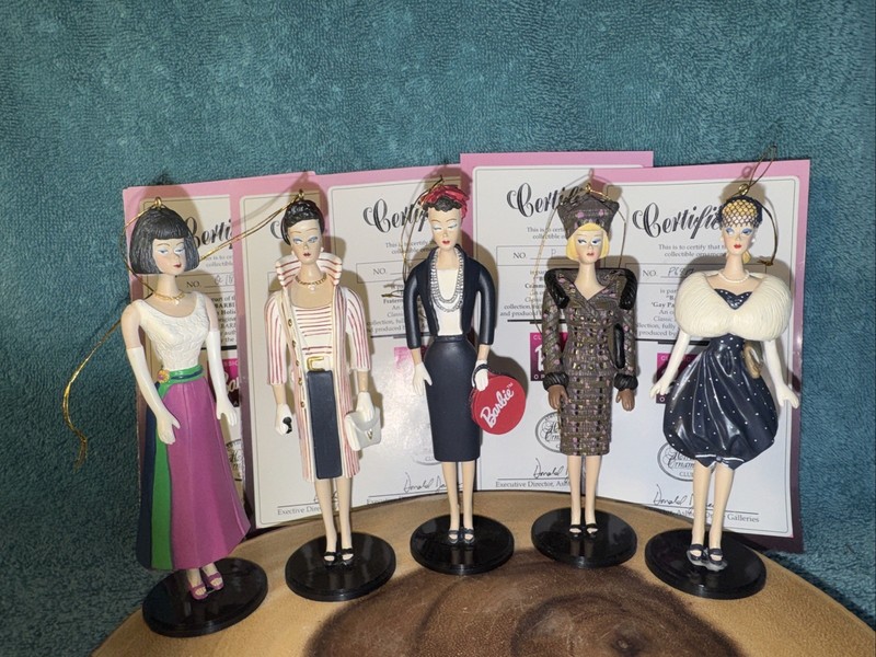 Vintage 1995 The Ashton Drake Classic Barbie Ornaments w/Certificates -Set of 5