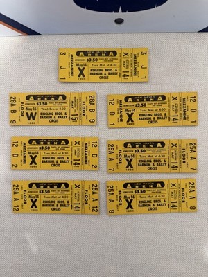 1968 Ringling Bros Barnum Bailey Circus Ticket Lot New Haven Arena Unused