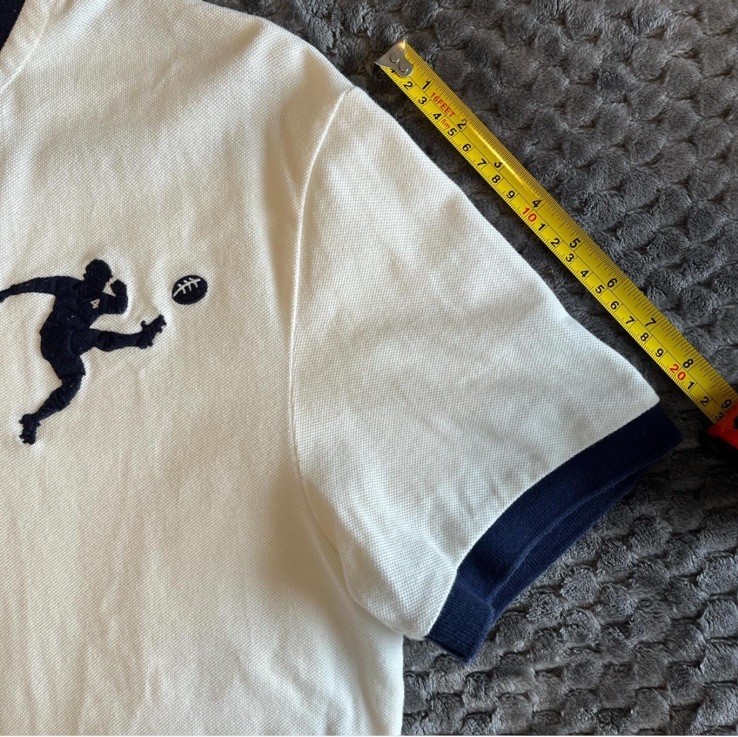 RARE! Snow White And Navy Blue Rugby Big Kicker By Polo Ralph Lauren Size S image 5