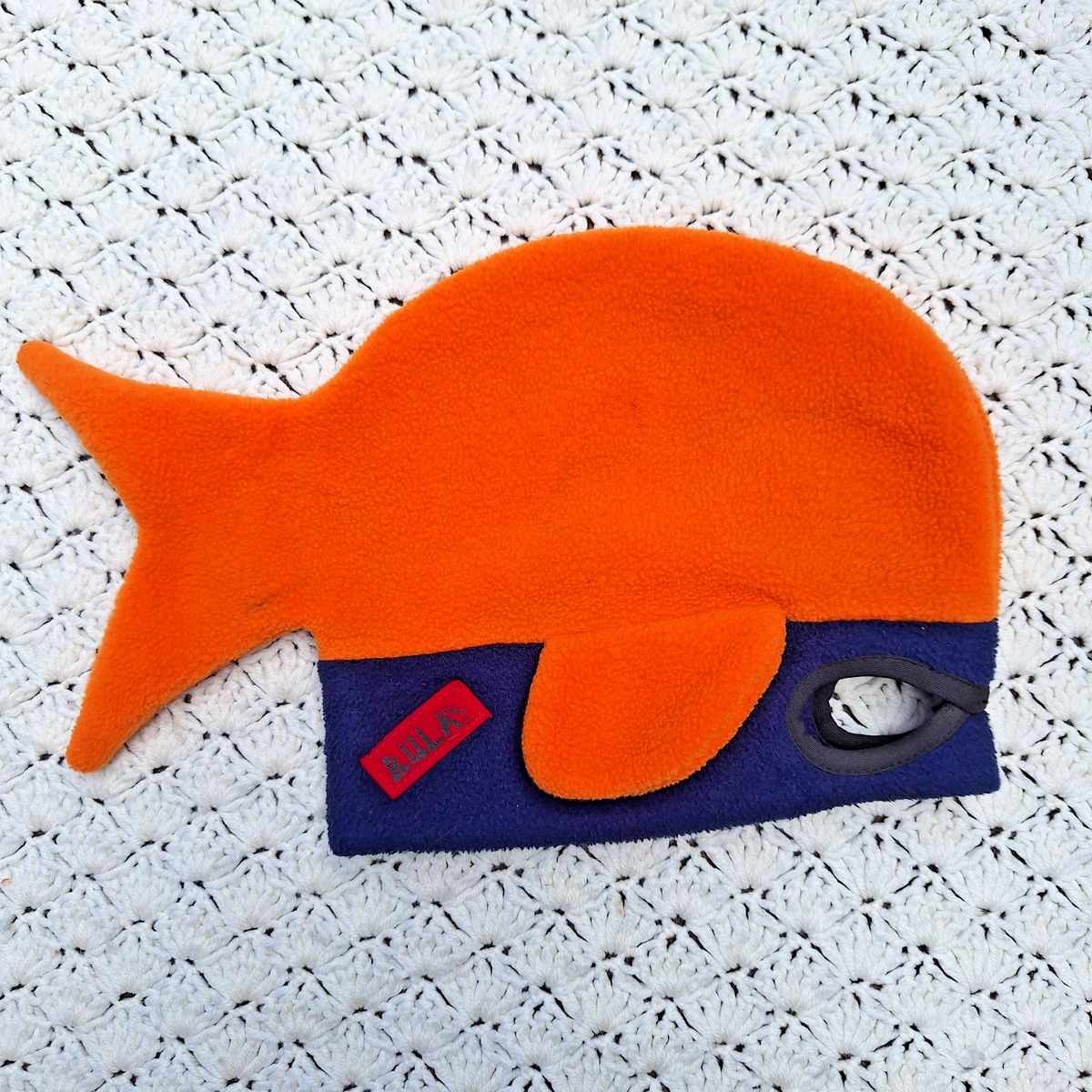 アクセサリー Fish-Ski Blue/Orange Hat Vtg Bula Winter Hat Fish Whale Nemo Orange Eye Holes Ski Cap Snow