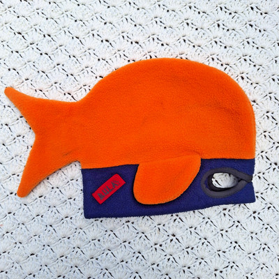 Vtg Bula Winter Hat Fish Whale Nemo Orange Eye Holes Ski Cap Snow