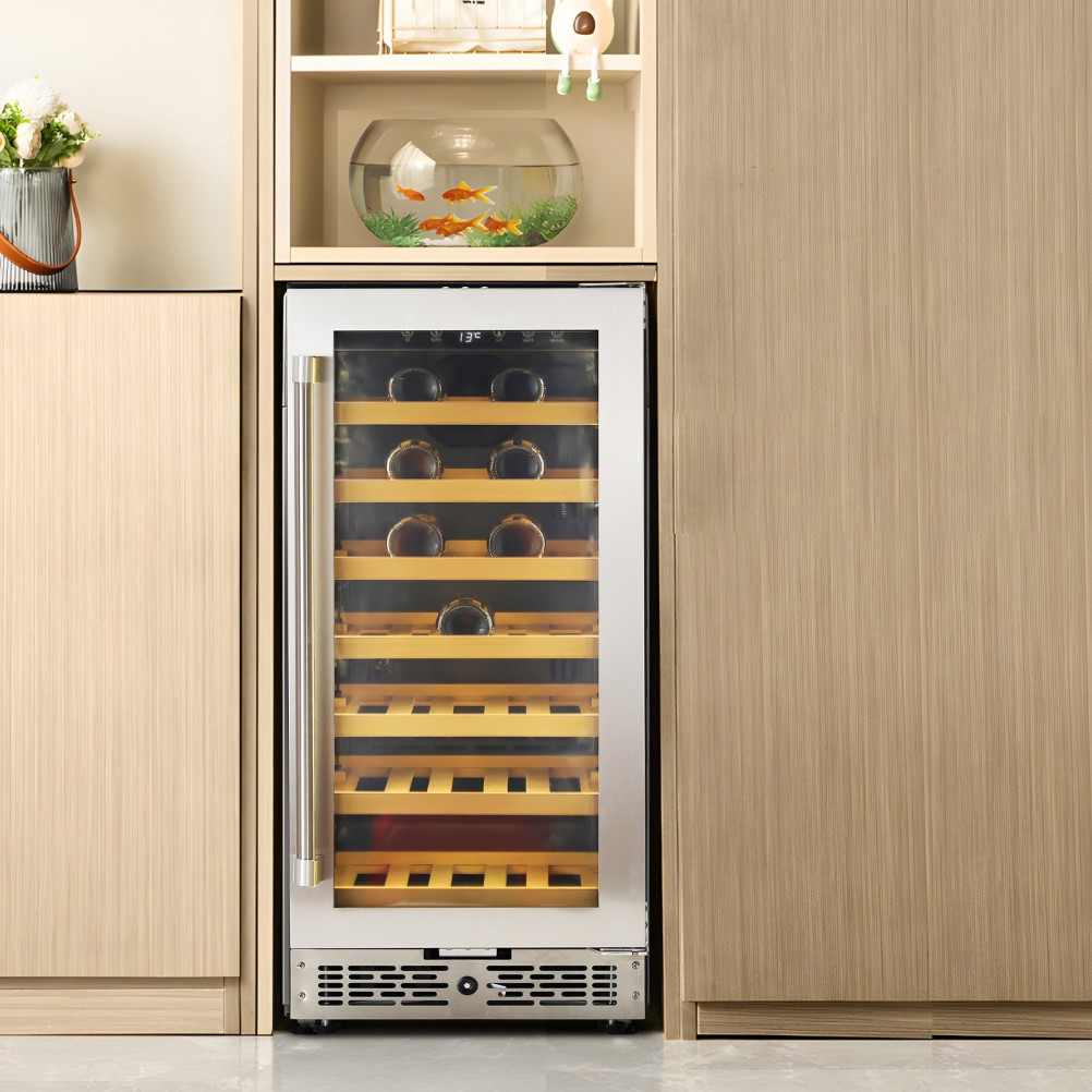 33 Bottles Wine Cooler/Cabinet Beverage Refrigerator Mini Wine Cellar Glass Door