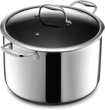 HexClad Hybrid Nonstick 10-Quart Stockpot with Tempered Glass Lid, Stay-Cool Han