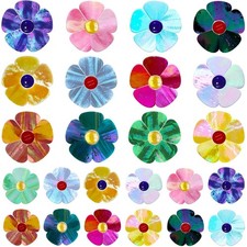 LITMIND 24 Pcs Stained Glass Flower Mosaic Tiles   12 Flower, Iridescent Mix