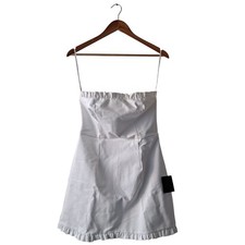 NWT Lulus Little Lovely Dress Strapless Ruffle Mini Ivory White Womens Size L