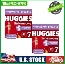 2 Box Huggies Little Movers Baby Diapers, Size 7, 41+ lbs, 42 Ct Box